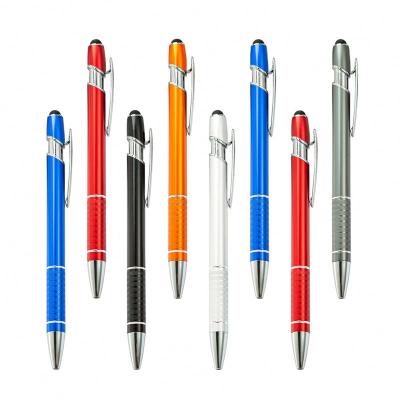 China Custom Writing Soft Logo Stylus Pen Tip With Rubber Tip Retractable Pen Metal Slide Clip for sale