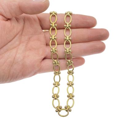 China Jewelry Design Wholesale Price Cheap Gold Plated Cable Thick Oval Buckle Handmade U Shaped Chain Necklace for sale