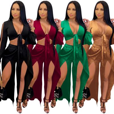 China Breathable 10811-SW24 long sleeve shirt splice hollow out skirts two piece sets women clothing sehe fashion for sale