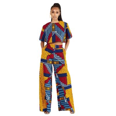 China 10225-SW80 breathable african clothing printed wide leg overalls women sehe fashion for sale