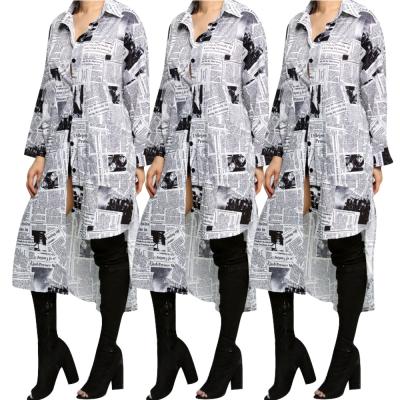 China 20810-SW33 Asymmetry Breathable Casual Daily Printed Shirt Dresses Women Sehe Fashion for sale