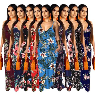 China Breathable 10410-SW15 flower printed sleeveless plus size maxi dresses women sehe fashion for sale