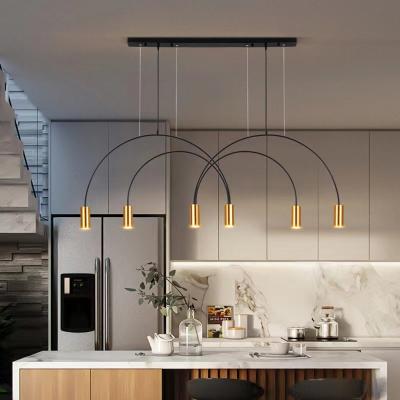 China Modern Simple New Design Metal Iron Rectangular Home Modern Loft Creative Minimalist Black Gold Kitchen Island Pendant Lights for sale