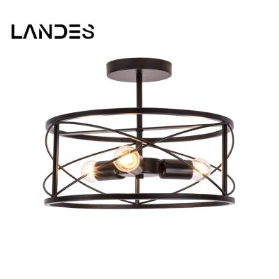 China Farmhouse Rustic Bedroom Industrial Style Iron Vintage Ceiling Dining Table Living Room Wooden Kitchen Island Ceiling Pendant Lights for sale