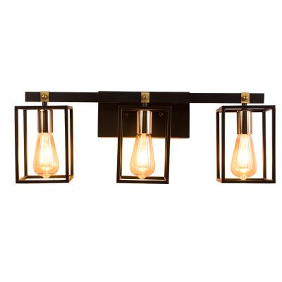 China Industrial Retro american Style Designer E26 Decoration Vintage Villa Cafe Bar Bedside Living Room Bedroom Black Iron Glass Wall Lamps for sale