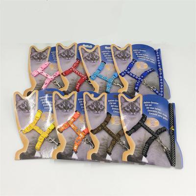 China IFCXQ-009 Multi-Color Adjustable Safety Pet Cat Nylon Harness and Leash Viable for sale