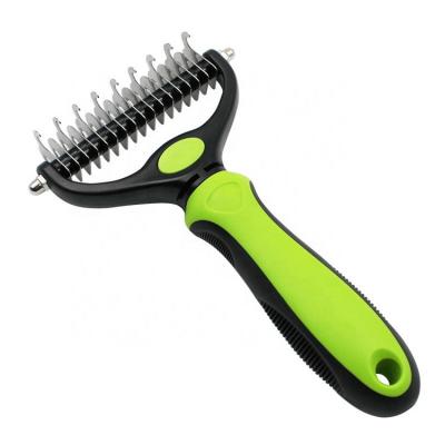 China IFPG-005 Viable Dog Cat Double Sided Blade Pet Dematting Rake Grooming Undercoat Comb For Mats And Knots for sale