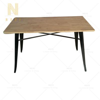 China Contemporary DT276 Vintage Restaurant Dining Table Dining Table Furniture Iron Luxury Cheap Metal Legs Wooden Top Designs for sale