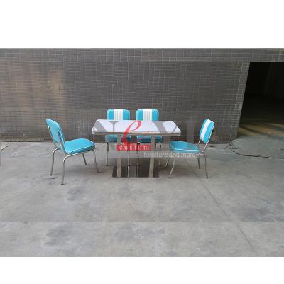 China NEYI AD753 Traditional Custom American Blue and White Diner Chair for Retro 50s Diner Set for sale