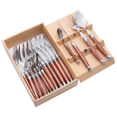 China Durable Matte Bright Stainless Steel Titanium Metal Cutlery Set Handle Portugal Wood Rose Copper Colorful Cake Black CL001 for sale