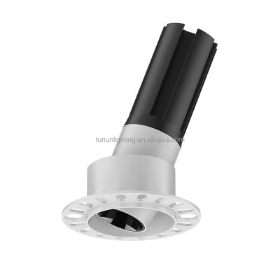 China TUNUN Modern Hot Selling 7W Cold Forging Aluminum Housing Spotlight C.P. 95 Adjustable Rotating Round Trimless LED Mini Spot Downlights for sale