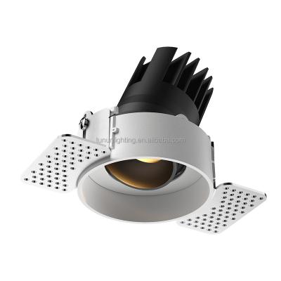 China TUNUN Newest 85mm Modern Round Design Adjustable Commercial Downlight 15W Trimless Anti-Glare Ceiling Recessed Grill Spot Light for sale