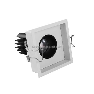 China TUNUN Modern New Style Indoor Square Rotating Adjustable Single Head Double Heads Ceiling Recessed Downlight LED COB Mini Grille Lights for sale