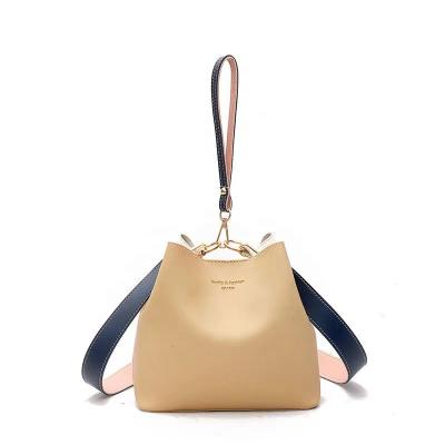 China New Wholesale Color Matching Bucket Bag Casual Summer Fashion Simple Cross - Body Bag Shoulder Bag Pu Material Handbag for sale