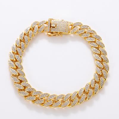 China 8 Inch Miami Cuban Chain Bracelet Fashion Jewelry Lead Free Nickel Free Hip Hop Iced Out Diamond Bracelet for sale