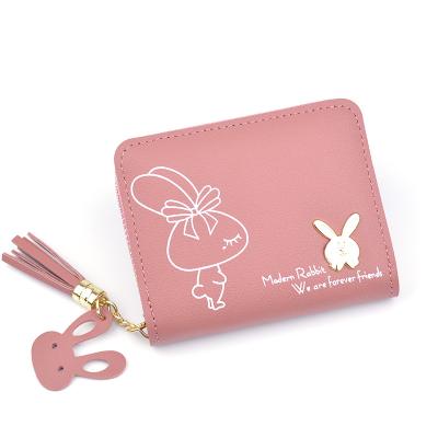 China 2019 New Small Student Purse Tassel Zipper Rabbit Wallet No Korean Fashion Wallet Card Bag for sale