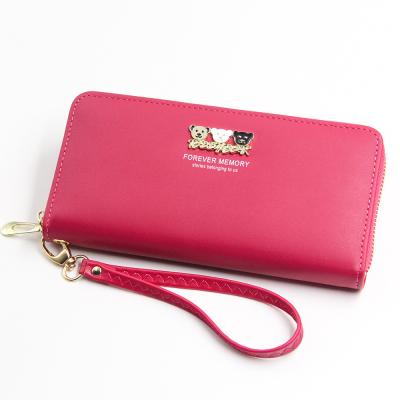 China NO Zipper Latest Design Women Large Capacity Long Wallet With Wrist Strap for sale