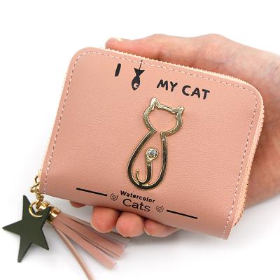 China NO 2019 Korea Style Wallet Cat Accessory Lady Women PU Leather Purse With Tassel for sale