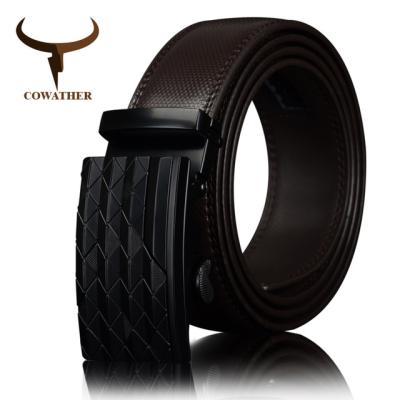 China Fashion COWATHER Mens Belt With Cow Genuine Leather BLACK BROWN Belts For Men Brand Wide 3.5 Cm CZ058 for sale