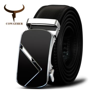 China COWATHER Fashionable Luxury Cowhide Genuine Leather Men's Belt Cowhide Belts for Male Strap Fashion Leather Wristbands for sale