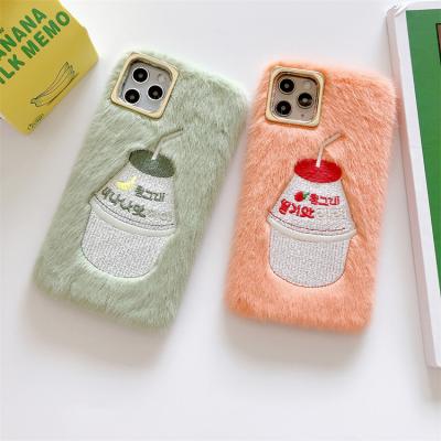 China 2022 Anti-fall Faux Fur Phone Case For i Phone 12 Pro Phone Case Biodegradable Fur Warm Snowing For Girl for sale