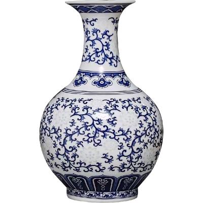 China Chinese Light Luxury China Blue And White Ceramic Vases Desktop Crafts Decorations for sale