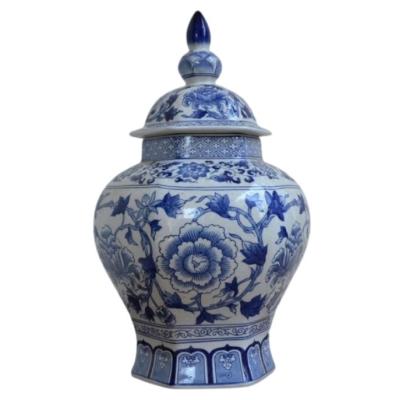 China (1300 Degree) Jingdezhen Blue Ornaments Handmade Chinese Hexagonal Ceramic Pots Fired High Temperature Ginger And Porcelain Whites for sale