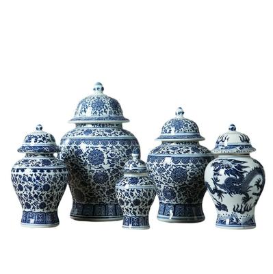 China Blue And White Handmade Home Decoration Viet Nam Cheap Jingdezhen Ginger Jars Dragon Vase Accessories for sale