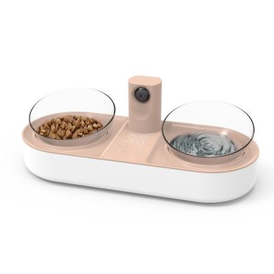 China Automatic Pet Feeder Cat Dog Food Drinking Water Dispenser Cat Double Bowls Feeder Smart Pet Food Drinking Dispenser Water for sale