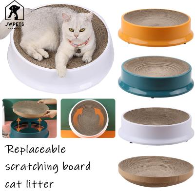 China Viable Crusher Corrugated Paper Kitten Bed Scratcher Wear Resistant Round Cat Scratching Board Toy Funny Claw Can Replace Nest For Cats for sale