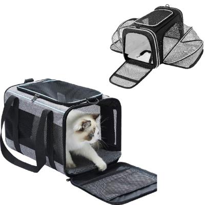 China Viable Fashion Wholesale Airline Approved Collapsible Expandable Dog Carrier Backpack Foldable Travel Bag Pet Carrier With Wheels for sale