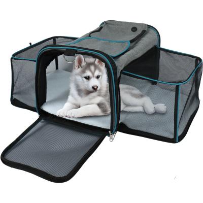 China Sustainable Medium Travel Pet Carrier Expand With 2 Pockets, Patented 2 Sides Expandable Pet Carrier Expand for sale