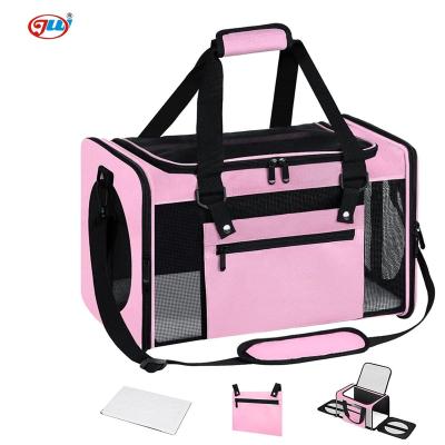 China Sustainable Pet Carrier Airline Approved Collapsible Travel Cat Carrier For Entry To Three Large Medium Small Dogs Puppy Cats for sale