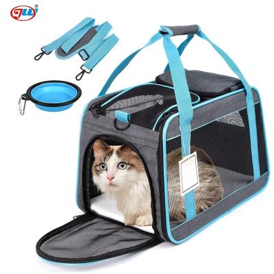 China Sustainable Airline Approved Pet Carrier, Soft Sided 4 Open Door Travel Carrier Bag For Puppies With Collapsible Bowl And Storage Pockets for sale