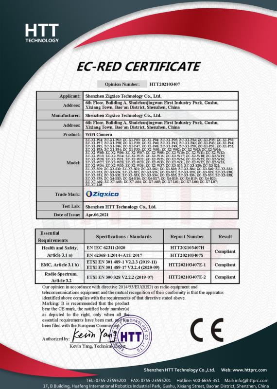 CE - Shenzhen Zigxico Technology Co., Ltd.