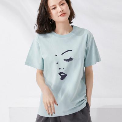 China Custom Round Sleeve Short Sleeve Boutique Anti-Wrinkle Collar T-Shirt Printed Polyester White Letter Graphic Tee for sale