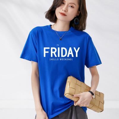 China Casual Custom Graphic Cotton Round Neck Anti-Wrinkle Women's Summer Breathable T-Shirt for sale