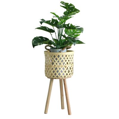 China Wholesale Europe Hot Sale Storage Basket Plant Pot Baskets Bamboo Woven Flower Stand for sale