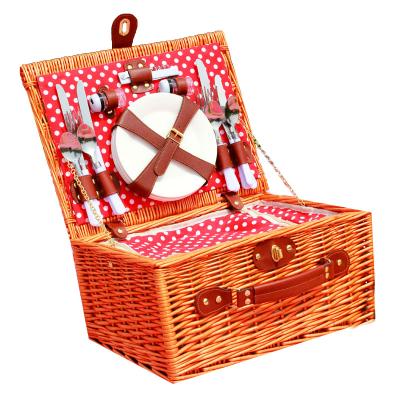 China Planting Premium Large Space Storage Basket Portable Picnic Hamper with Cutlery Included for sale