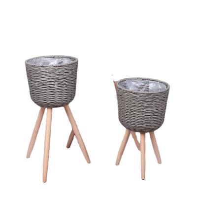 China Balcony Living Room Bedroom Pot Stored Woven Woven Home Decor Flower Stand Basket Flower Fresh Or Dry Planter for sale