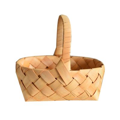 China No Waste Wood Japanese Style Hand Held Basket With Hand Gift Basket Wedding Gift Basket for sale