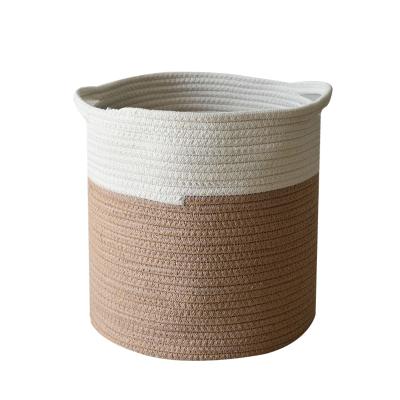 China Cotton Rope Weaving Basket Household Storage Baskets Laundry Baskets Laundry Baskets Sustainable Dirty Cotton Rope Storage Basket for sale