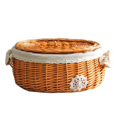 China Tidy / Storage Willow-woven Storage Basket Office Snack Storage Rattan-woven Box With Remote Control Cover Storage for sale