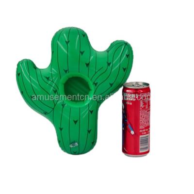 China Sustainable 12pcs MOQ Inflatable Cactus Pool Floating Drinks Cup Can Stands for sale