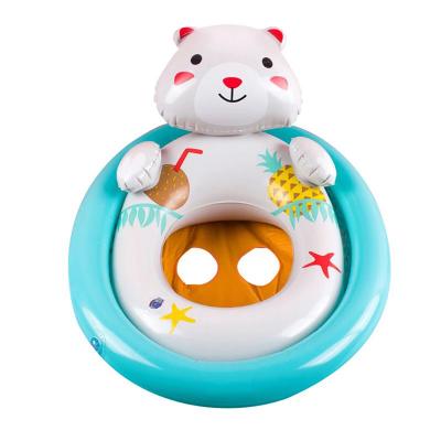 China Water Sports Products OEM Water Fun Toys Cartoon Animal Baby Inflatable Bath Seat/Cow Kids Safety Float Circle Ring for sale