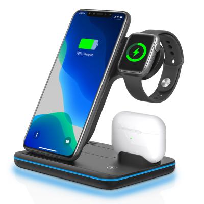 China 15W High Speed ​​Fast Charging Station 3 In 1 Wireless Charger Bracket For Apple iWatch AirPods iPhone for sale