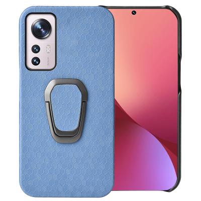 China Ultra Thin Shockproof Ring Stand PC Bracket Phone Case Honeycomb Pu Leather for xiaomi 12 PRO X 11 phone case bag for sale