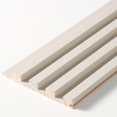 China Contemporary White Wood Acoustic Wall Art Wood Slat Panel For Wall for sale