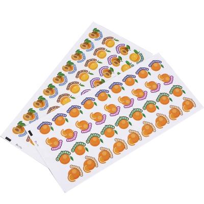 China Fruit Scented Custom Small Shape Cute Juice Fragrance Label Sheets Self Adhesive Glossy Paper Stickers for sale