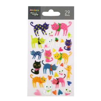 China 3D Durable Self Adhesive Epoxy Cute Cartoon Animal Stickers Cat Sticker Sheets Small Funny For Kids for sale